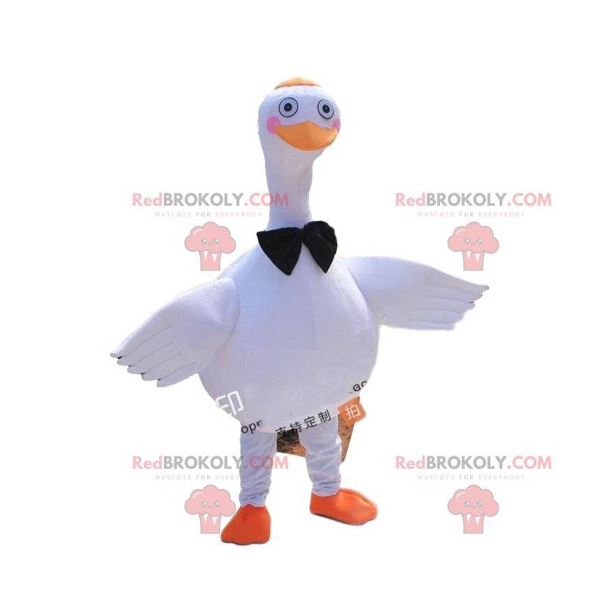 Mascotte d'oie géante, costume de grand oiseau blanc -