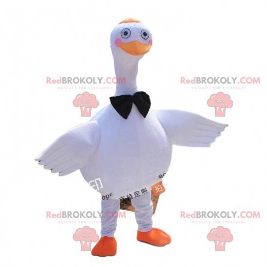 Mascotte d'oie géante, costume de grand oiseau blanc -