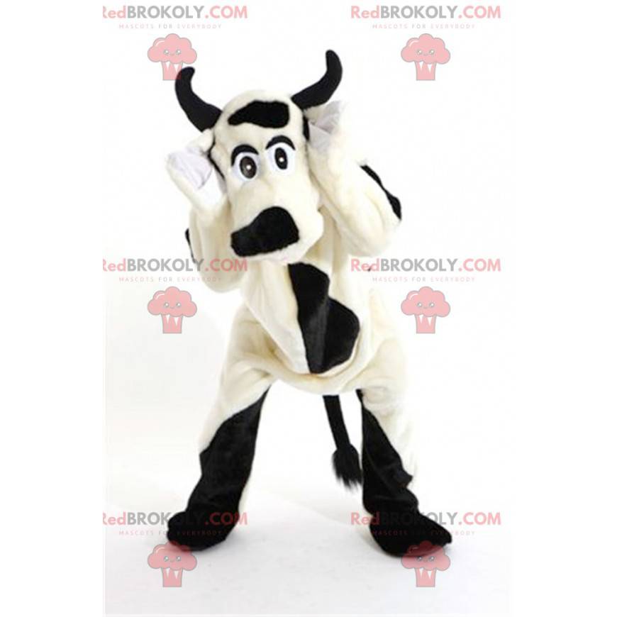 White cow and black dog mascot - Redbrokoly.com