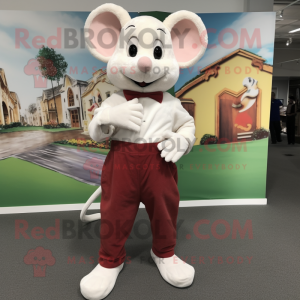 White Mouse mascot costume character dressed with a Corduroy Pants and Shoe clips
