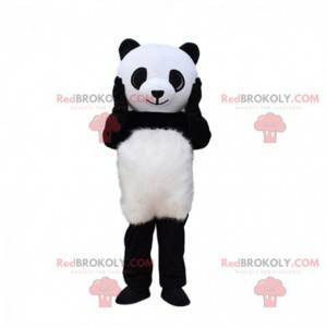 Mascota panda gigante, disfraz de oso blanco y negro -