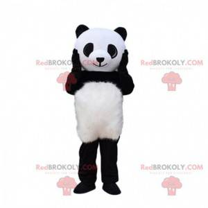 Mascotte de panda géant, costume d'ours noir et blanc -