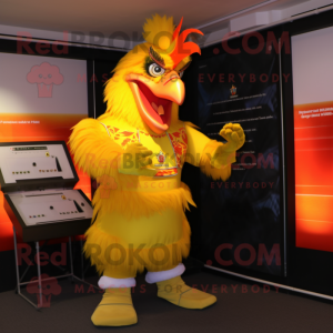 Gold Rooster maskot kostym...