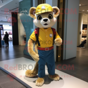 Gold Ferret mascot costume character dressed with a Skinny Jeans and Headbands