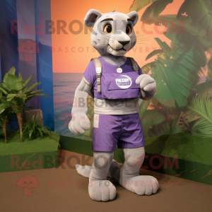 Lavender Puma mascot costume character dressed with a Cargo Shorts and Anklets