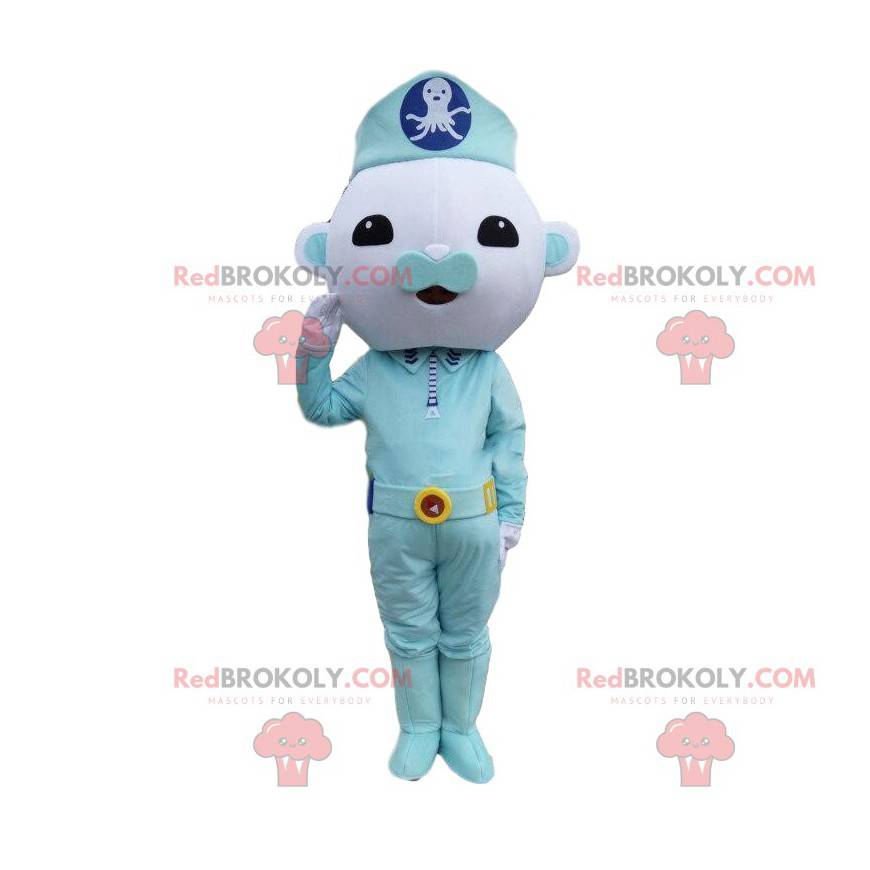 Mascotte personaggio blu, poliziotto, costume blu -