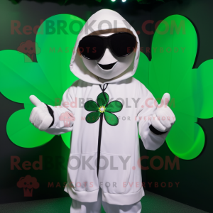 Wit klavertje vier mascotte...