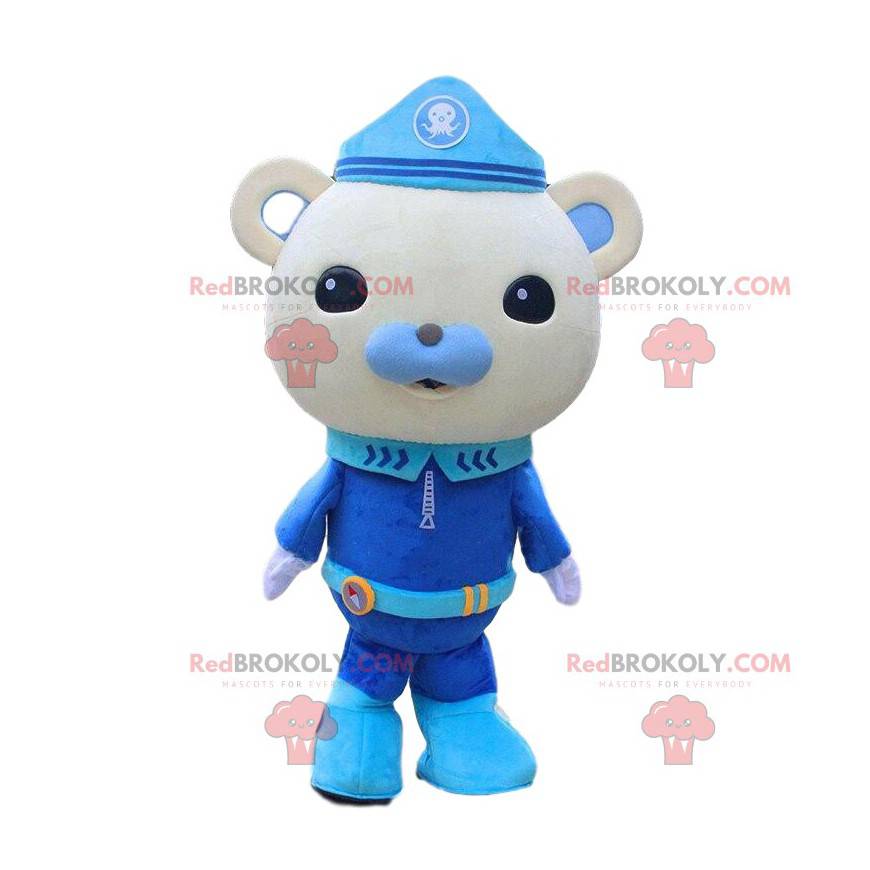 Graues Teddybärmaskottchen in Polizeiuniform - Redbrokoly.com