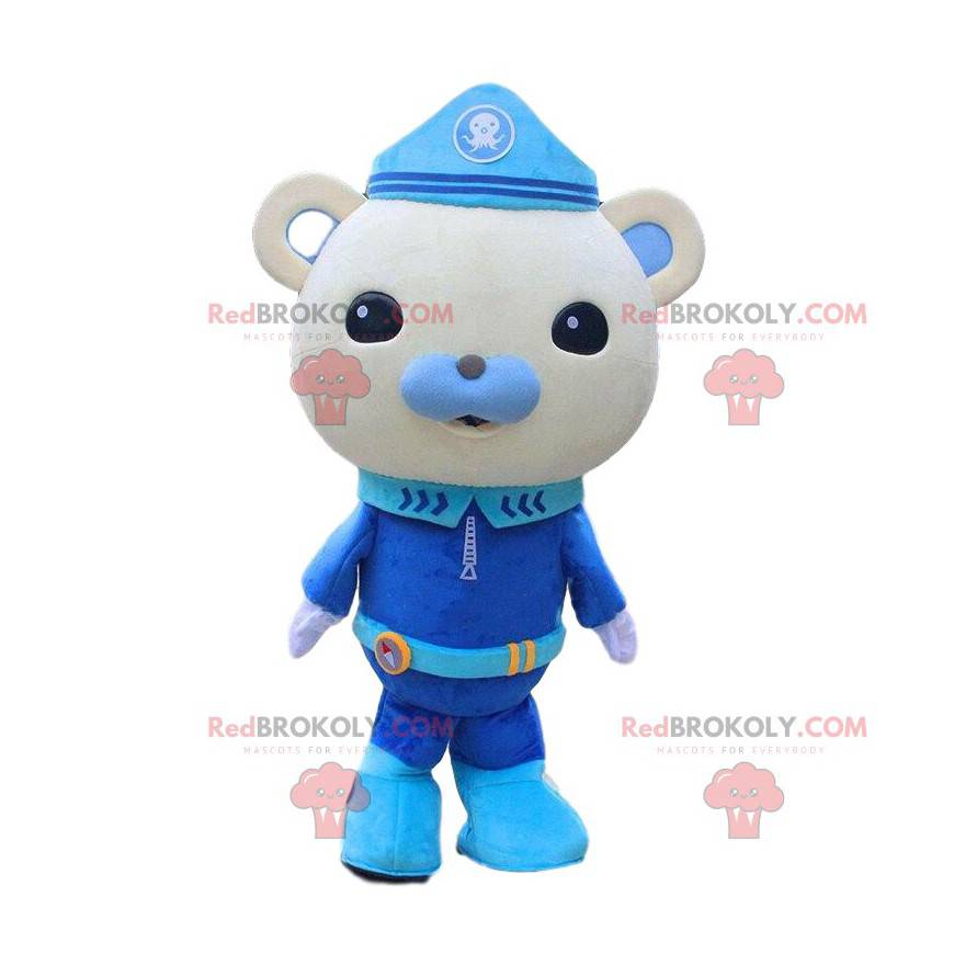 Gray teddy bear mascot in police uniform - Redbrokoly.com