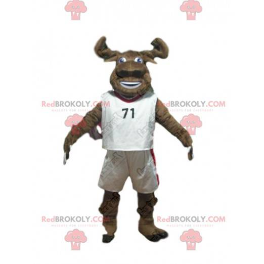 Mascotte bruine buffels in sportkleding, buffelkostuum -