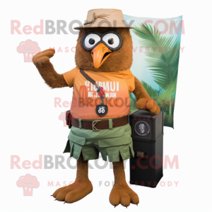 Rust Kiwi mascot costume character dressed with a Bermuda Shorts and Belts