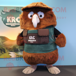 Rust Kiwi mascot costume character dressed with a Bermuda Shorts and Belts