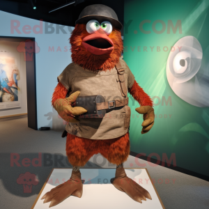 Rust Kiwi mascot costume character dressed with a Bermuda Shorts and Belts
