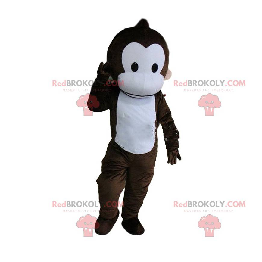 Mascotte de singe marron et blanc entièrement personnalisable -