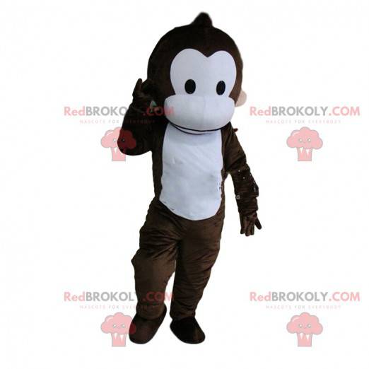 Mascotte de singe marron et blanc entièrement personnalisable -