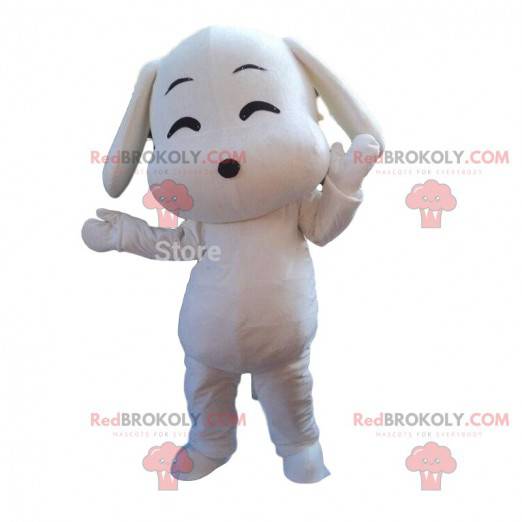 Mascota de perro blanco, forma de dibujos animados de traje de