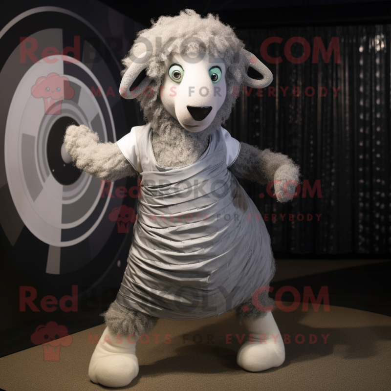 Silver Merino Sheep mascot costume character dressed with a Wrap Skirt and Foot pads Silver Merino Sheep mascot costume character dressed with a Wrap Skirt and Foot pads