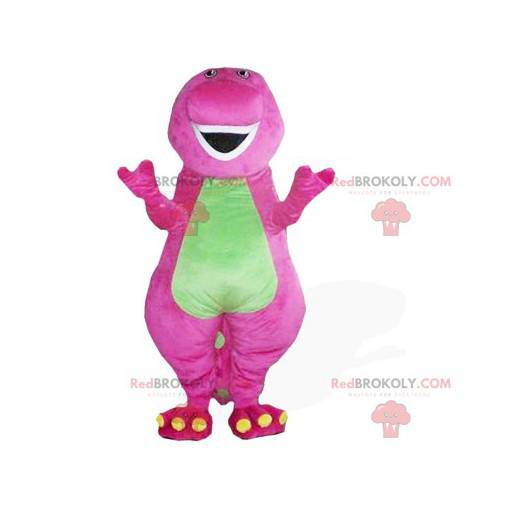 Mascote dragão rosa e verde - Redbrokoly.com