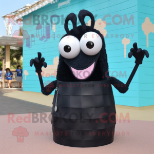 Black Shrimp Scampi mascot costume character dressed with a Tank Top and Handbags