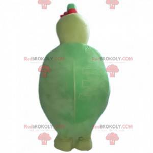 Green and yellow turtle mascot, green animal costume -