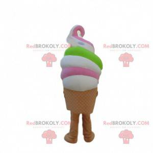 Very colorful Italian ice cream mascot, giant ice cream costume