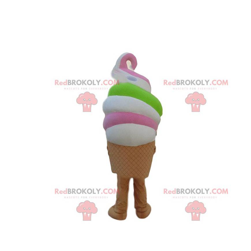 Mascote de sorvete italiano muito colorido, fantasia de sorvete