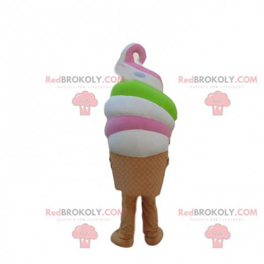 Mascota de helado italiano muy colorida, disfraz de helado