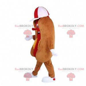 Mascotte gigante di hot dog, costume da street food, panino -