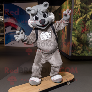 Gray Skateboard mascot costume character dressed with a Joggers and Wraps