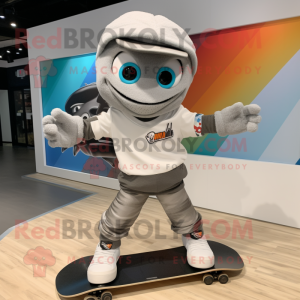 Gray Skateboard mascot costume character dressed with a Joggers and Wraps