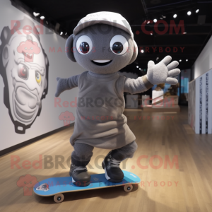 Gray Skateboard mascot costume character dressed with a Joggers and Wraps