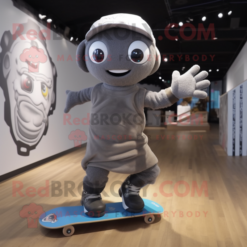 Gray Skateboard mascot costume character dressed with a Joggers and Wraps Gray Skateboard mascot costume character dressed with a Joggers and Wraps