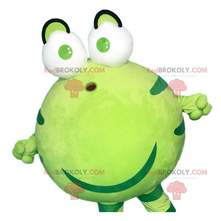 Mascota de la rana verde regordeta y gigante, disfraz de sapo -