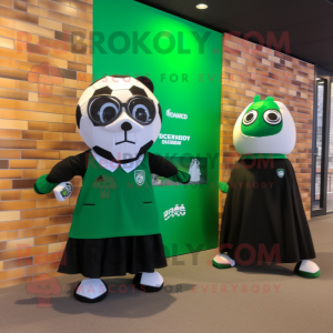 Forest Green Soccer Ball mascot costume character dressed with a Tuxedo and Tote bags