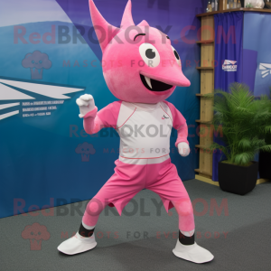 Rosa Sverdfisk maskot drakt...