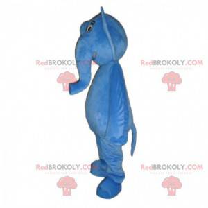 Mascotte d'éléphant bleu avec de grandes oreilles, animal bleu