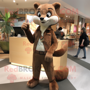 Brown Marten mascot costume character dressed with a Skinny Jeans and Ties