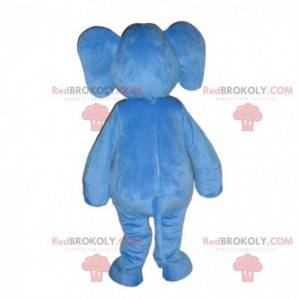 Mascotte elefante blu con grandi orecchie, animale blu -