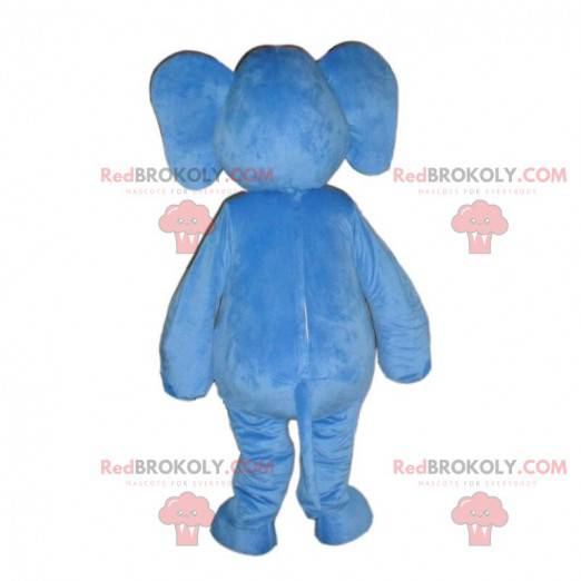 Blå elefantmaskot med stora öron, blått djur - Redbrokoly.com