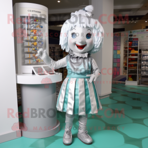 Silver Candy mascot costume character dressed with a Dress and Bracelets