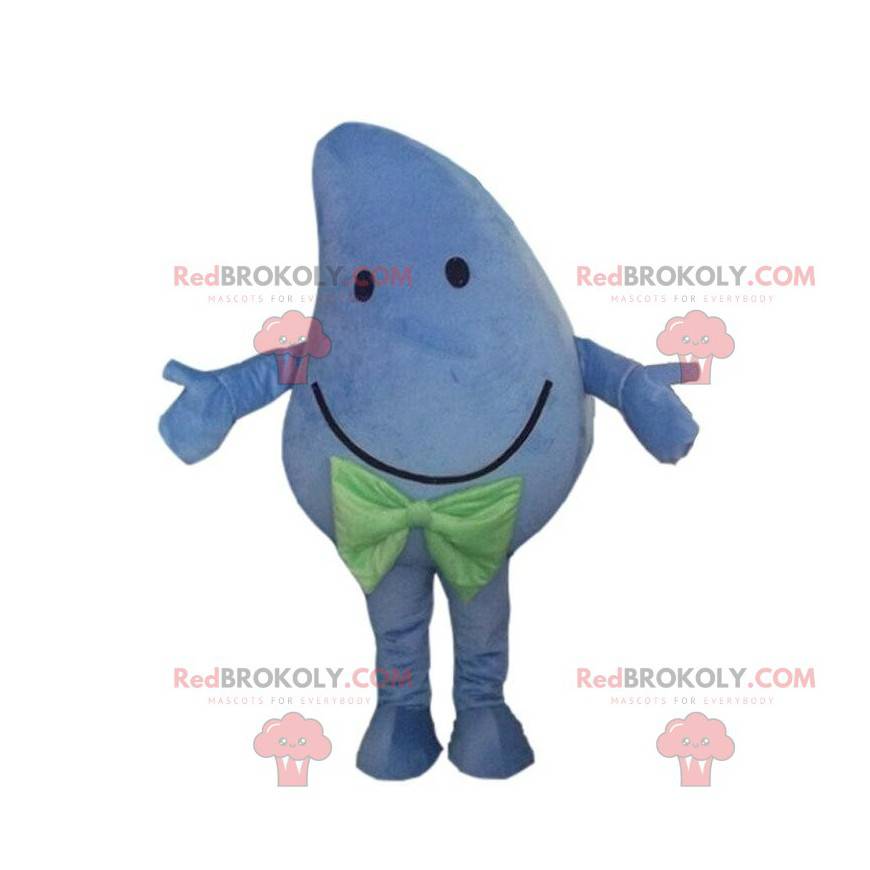 Kæmpe og smilende blå mango maskot, blå kostume - Redbrokoly.com Kæmpe og smilende blå mango maskot, blå kostume - Redbrokoly.com