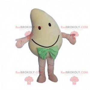 Giant and smiling yellow mango mascot, exotic costume -