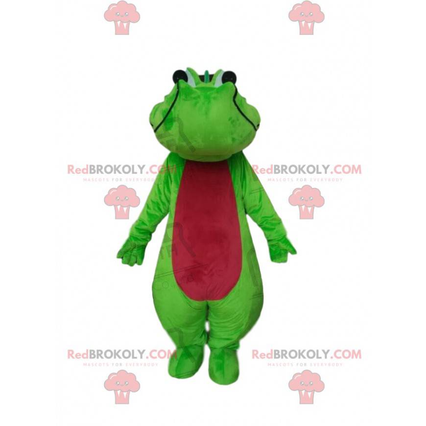 Mascotte coccodrillo verde e rosso, costume da alligatore -