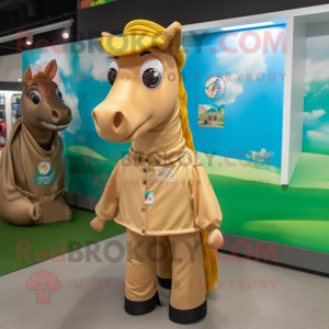 Tan Horse maskot drakt...