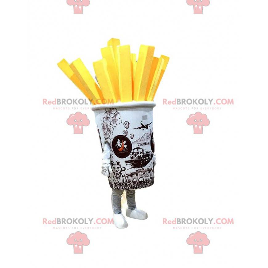 Maskot jätte pommes frites kon, pommes frites kostym -