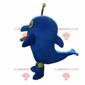 Mascotte de dauphin bleu géant, costume de la mer -