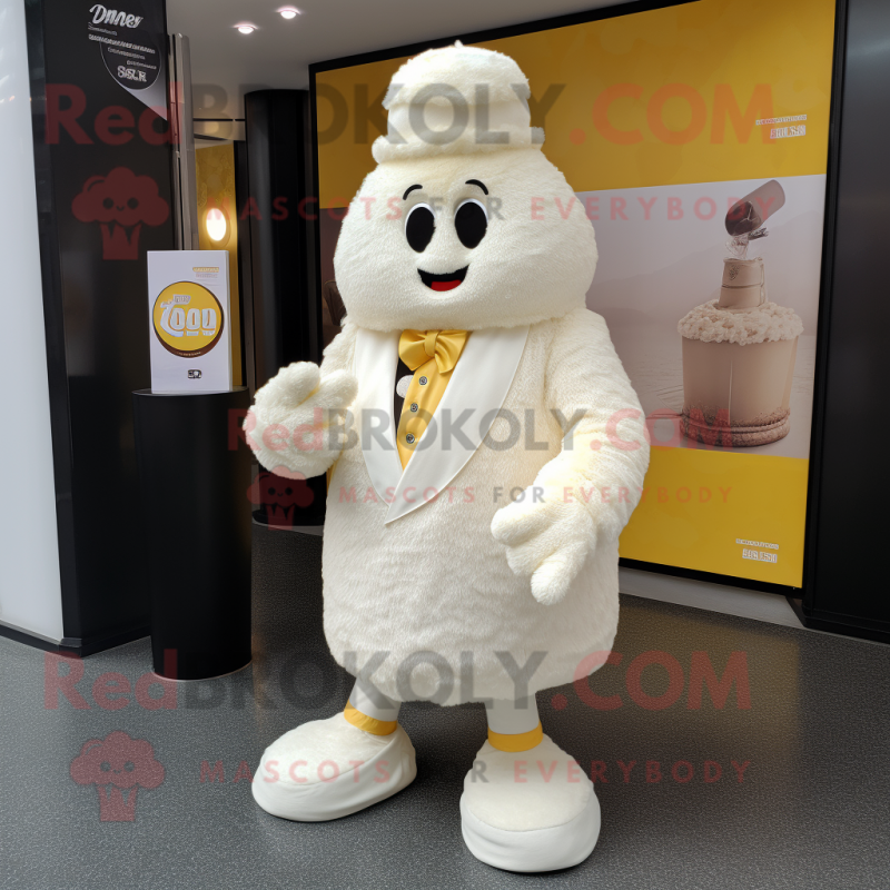 Cream But mascot costume character dressed with a Suit and Anklets