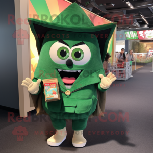 Forest Green Nachos mascot costume character dressed with a Hoodie and Wallets