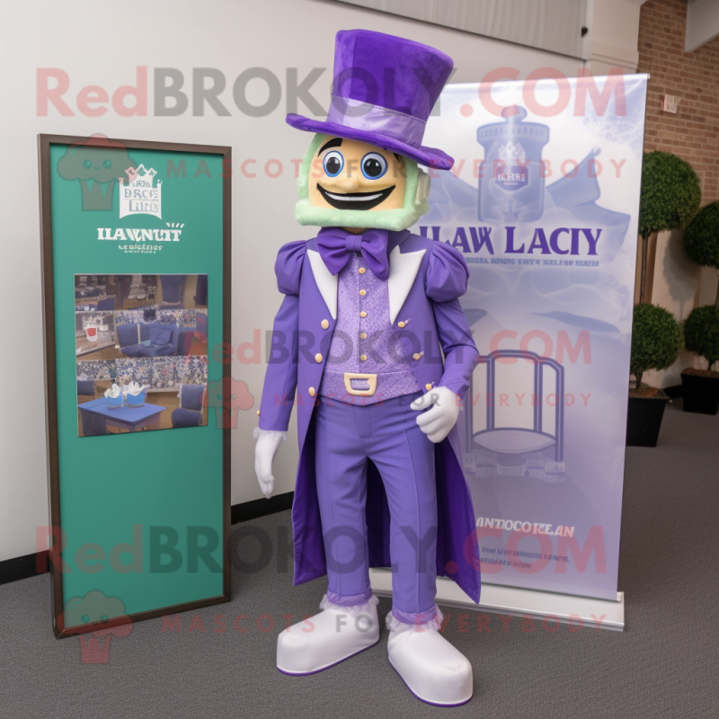 Lavender Irish Castle mascot costume character dressed with a Bootcut Jeans and Pocket squares Lavender Irish Castle mascot costume character dressed with a Bootcut Jeans and Pocket squares