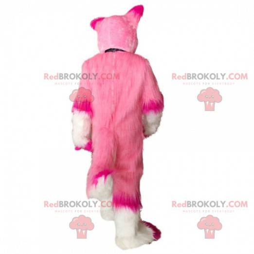 Hvit og rosa hundemaskot, kvinnelig hundedrakt - Redbrokoly.com